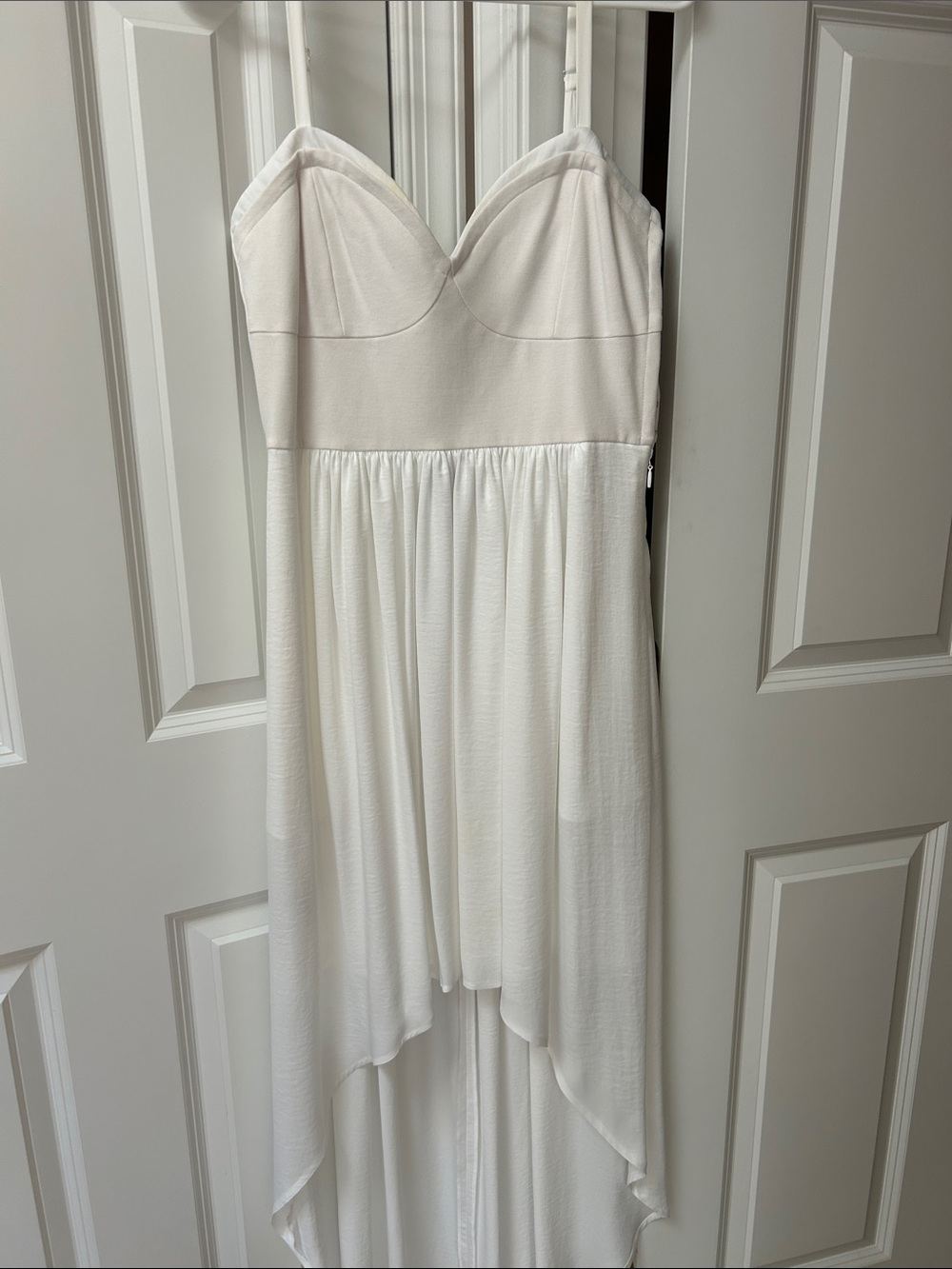 BCBGMaxAzria White Pleated Maxi Dress